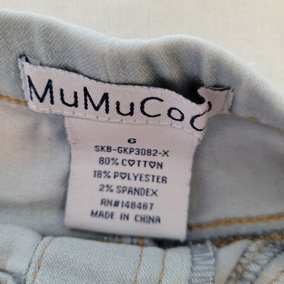 MuMuCoCo Girls (2 pair) Prewashed Stretch Jeans Size 6 - Picture 6 of 8